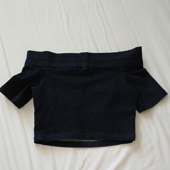 3x1 NYC Denim Off-Shoulder Black Crop Top Size S - Picture 2 of 8
